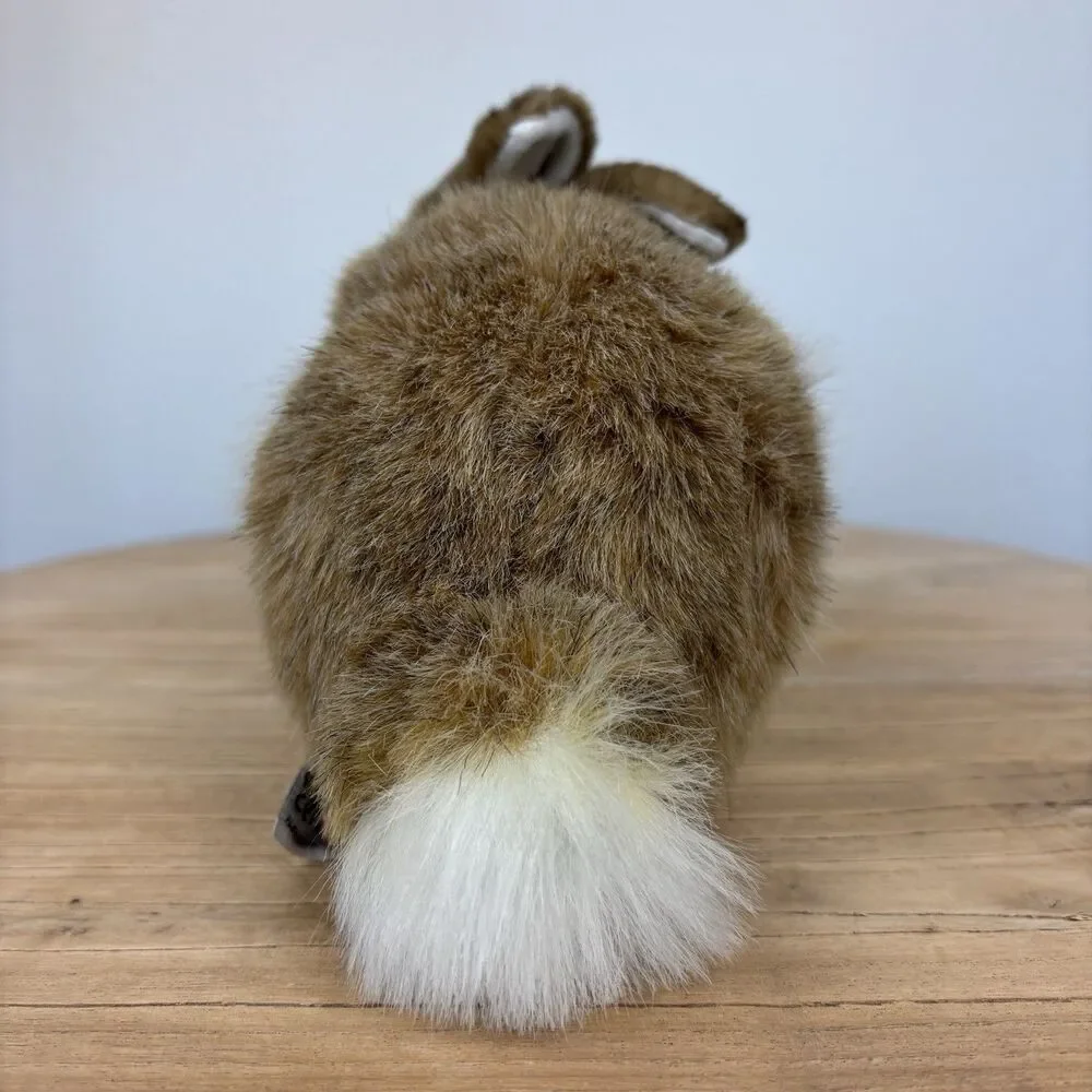 HANSA Rabbit Plush Handcrafted Realistic Bunny 9” Woodland Toy Soft Brown White